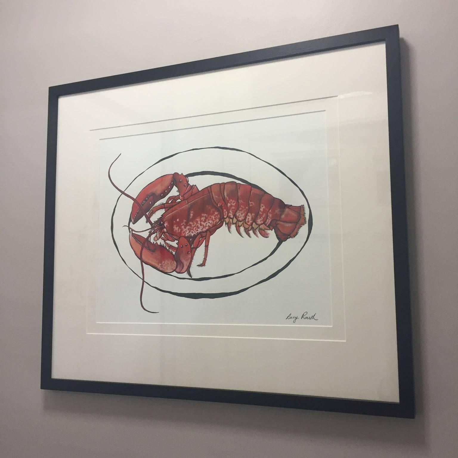 Lucy Routh – Dartmouth Lobster

Original work in acrylic paint and ink on canvas textured paper. Inspired by nature and the beauty found in everyday objects. I combine traditional still life subjects with a contemporary style, achieving bold,