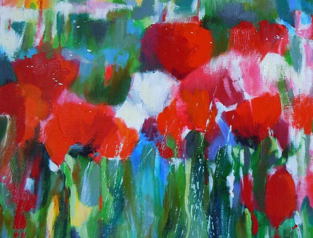 July in Picardy - Abstract Expressionist Painting by Mary Chaplin