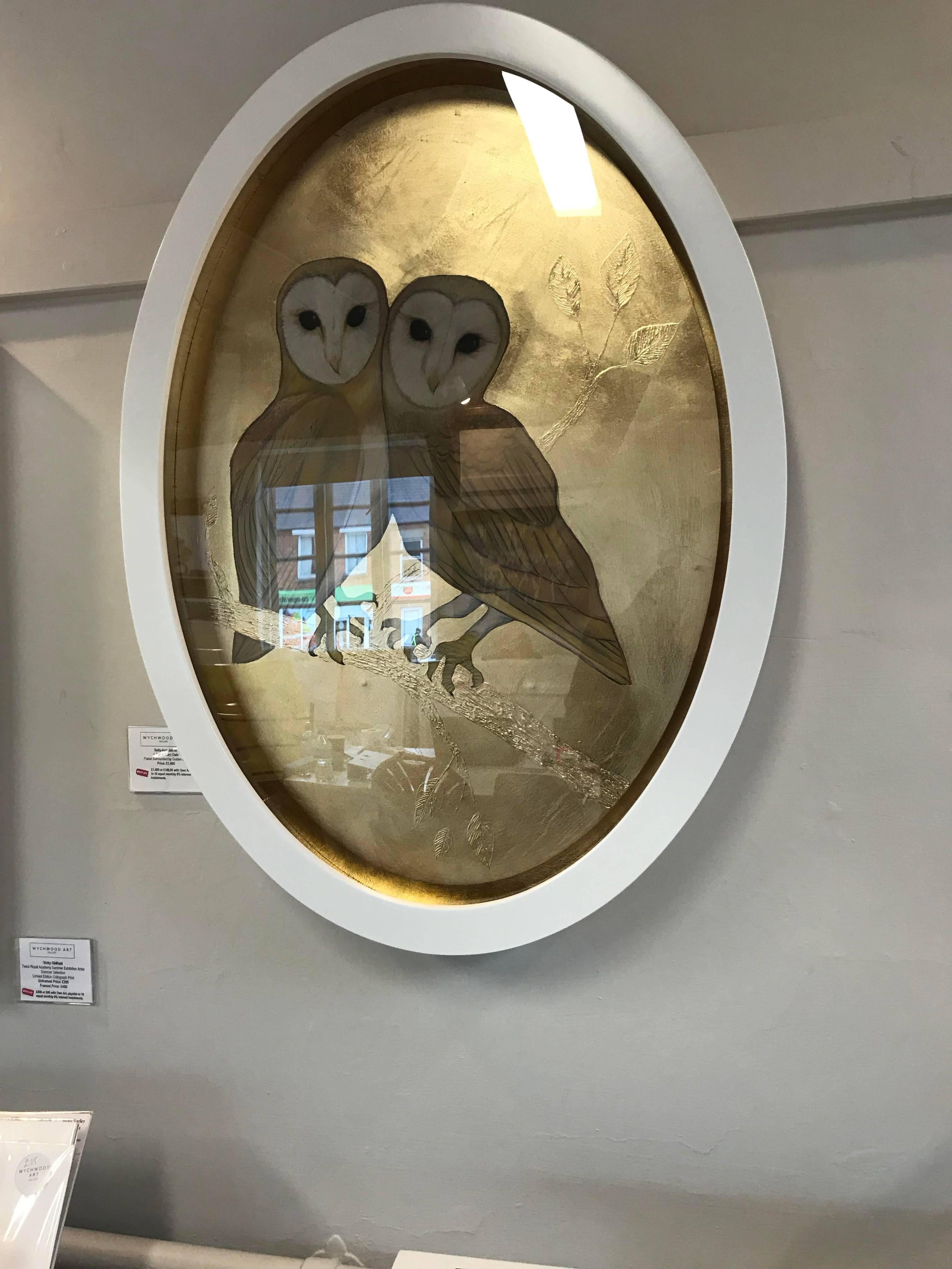 A Pair of Barn Owls - Painting by Sally-Ann Johns