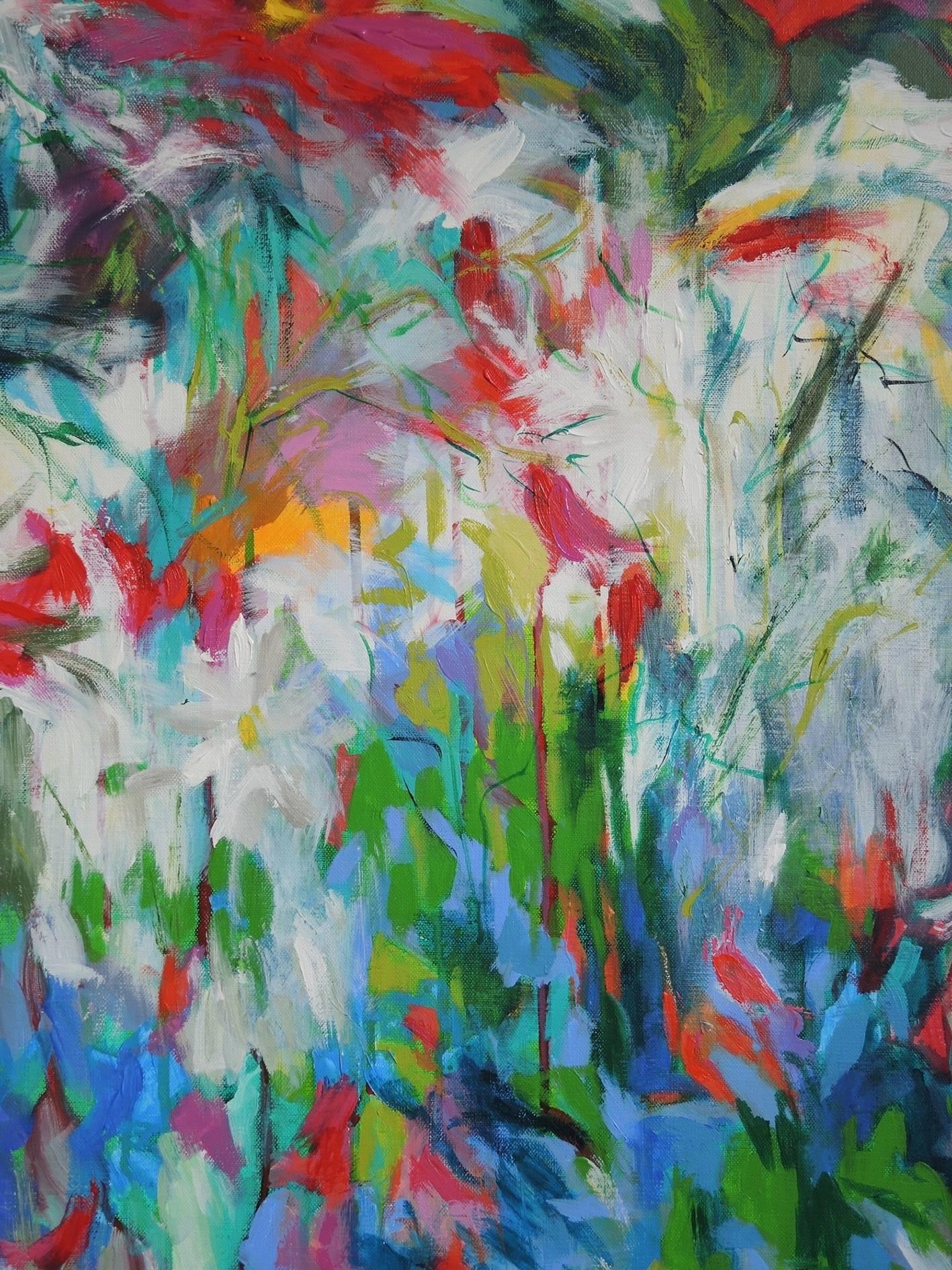 Cosmos im herbstlichen Wind (Abstrakter Impressionismus), Painting, von Mary Chaplin