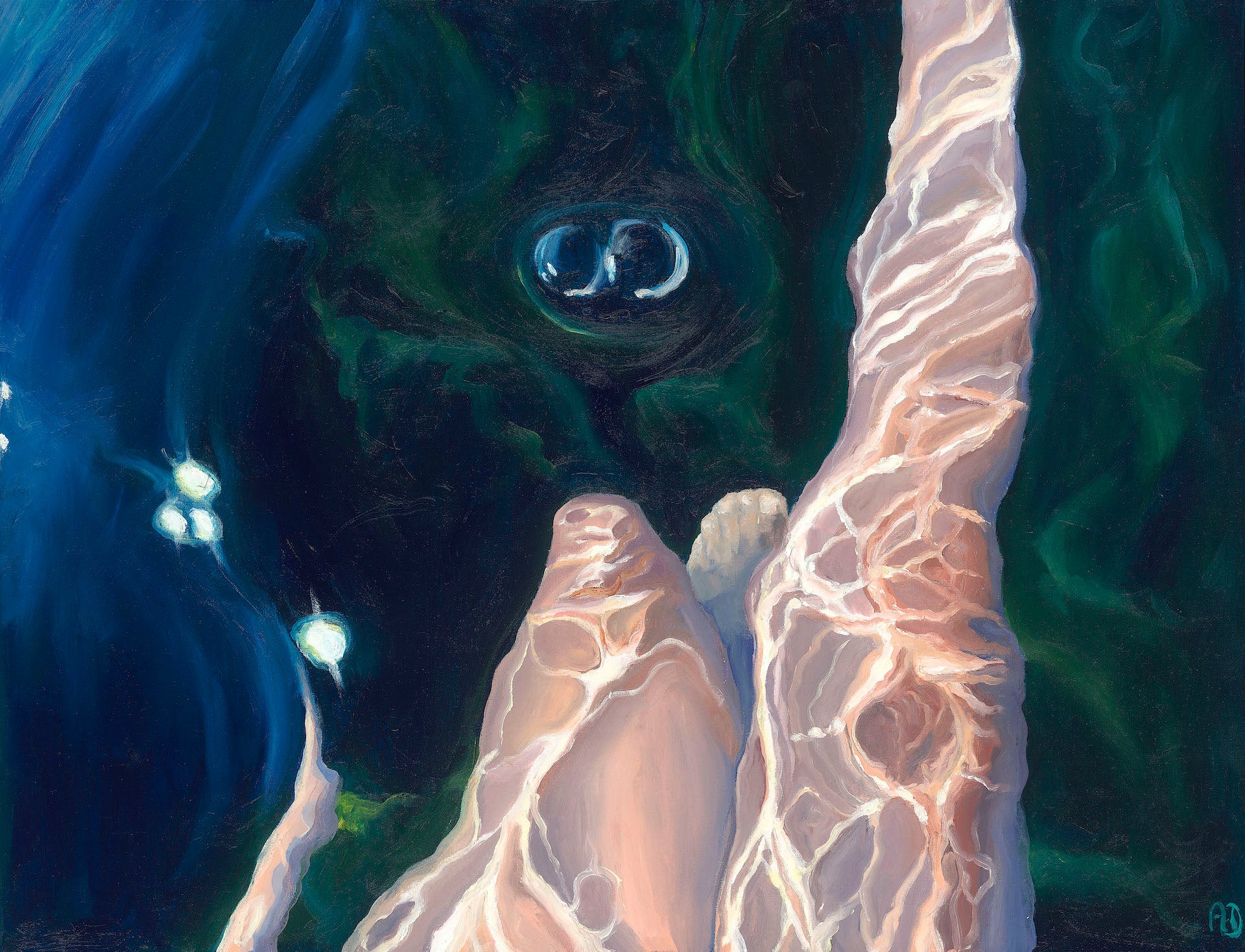 Amy Devlin ''Spin 3'' Contemporary Underwater Portrait Painting in