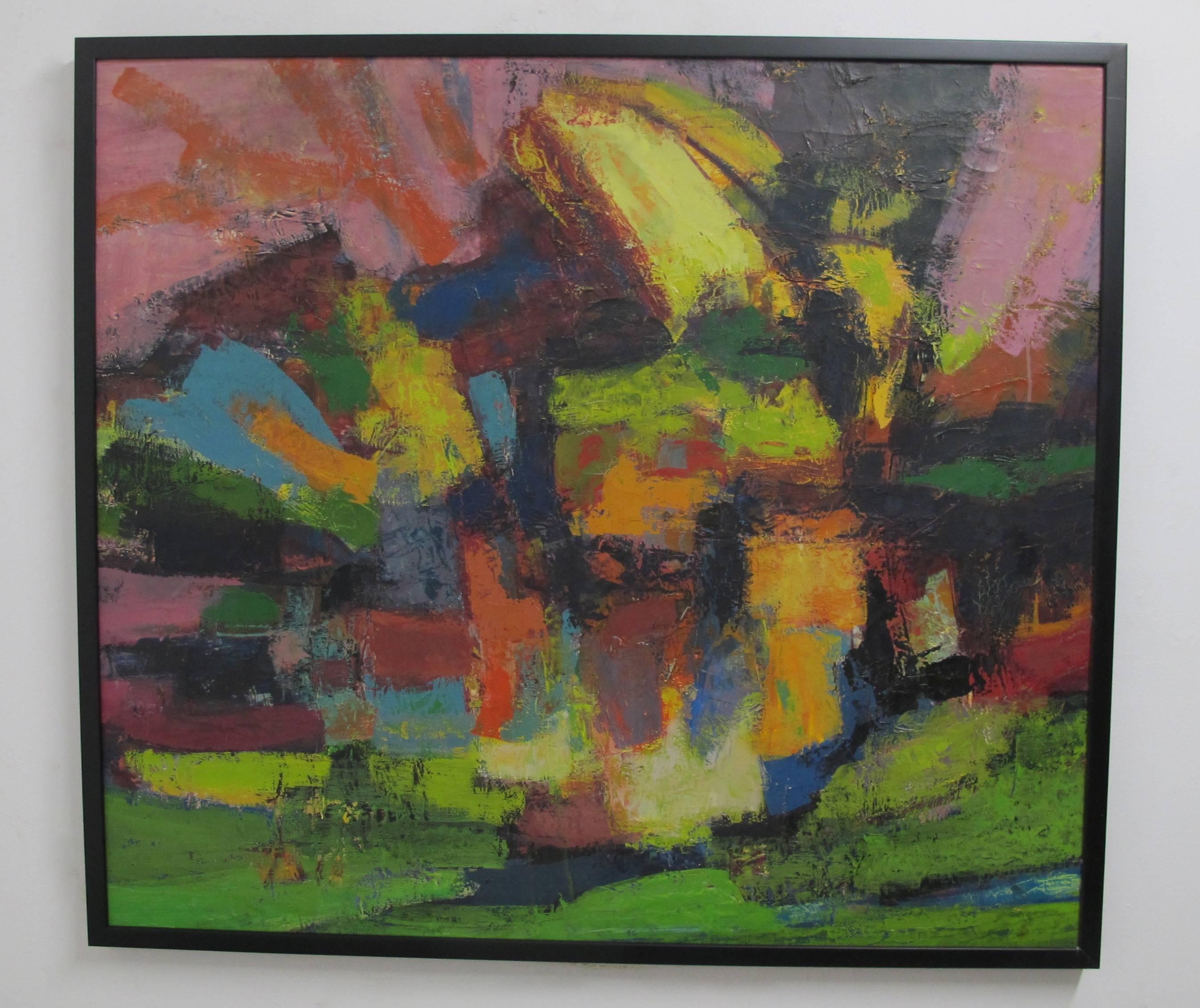 Unknown Abstract Painting - Mid-Century Modern Abstract Impressionist Painting, American circa 1960's