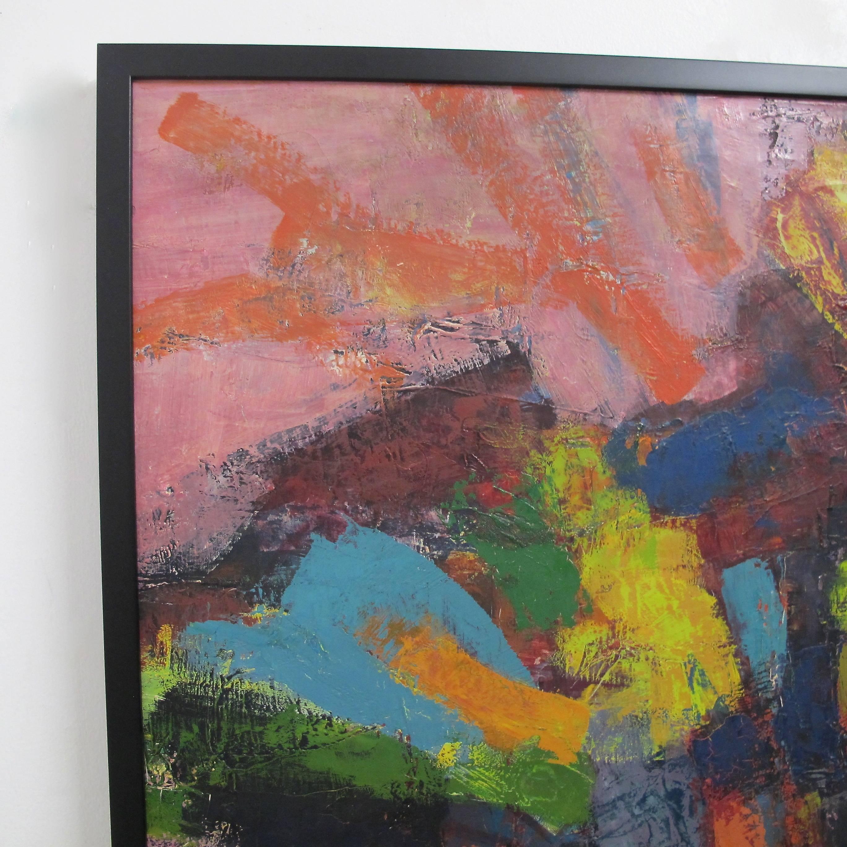 Mid-Century Modern Abstract Impressionist Painting, American circa 1960's For Sale 3