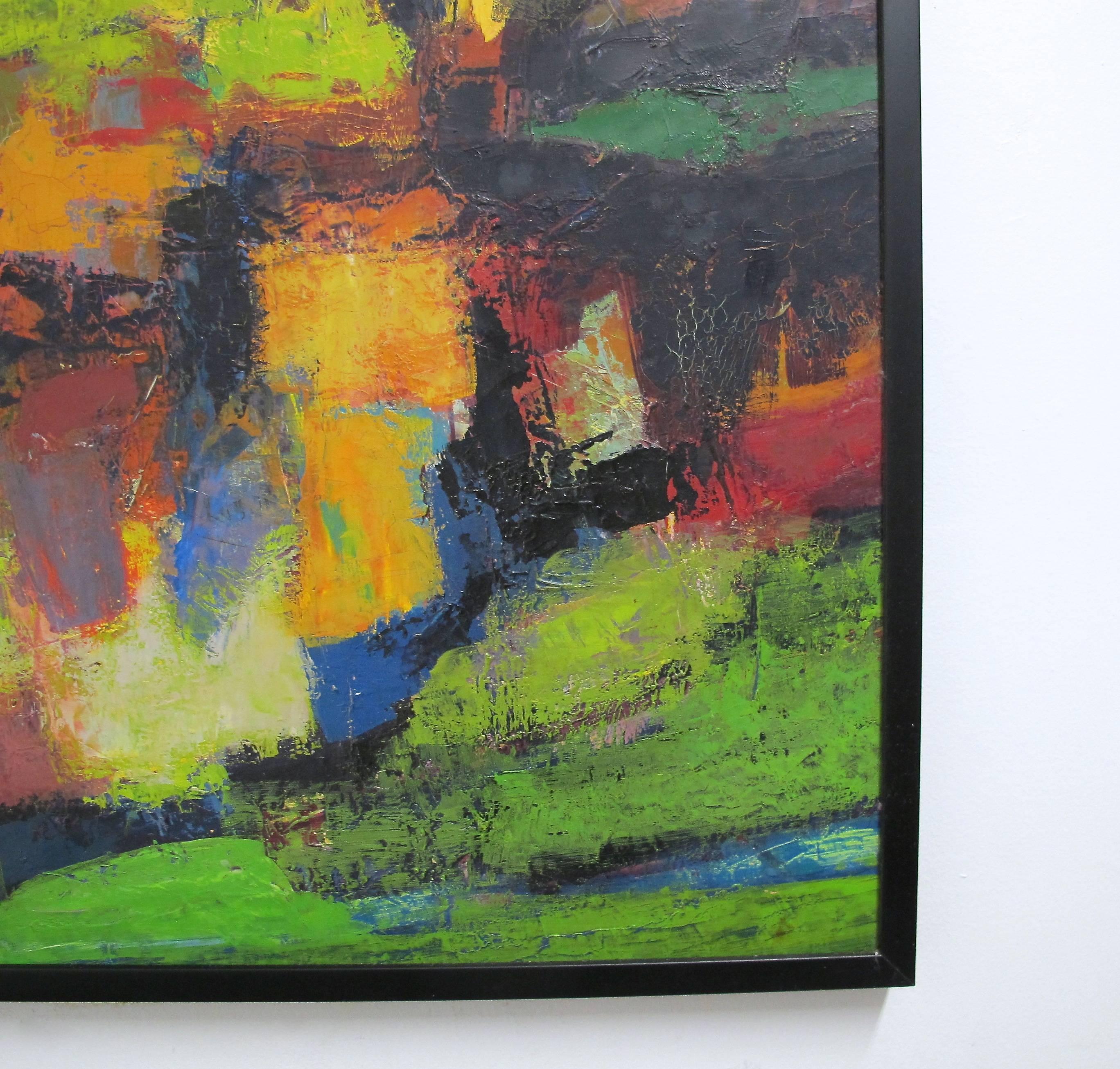 Mid-Century Modern Abstract Impressionist Painting, American circa 1960's For Sale 4