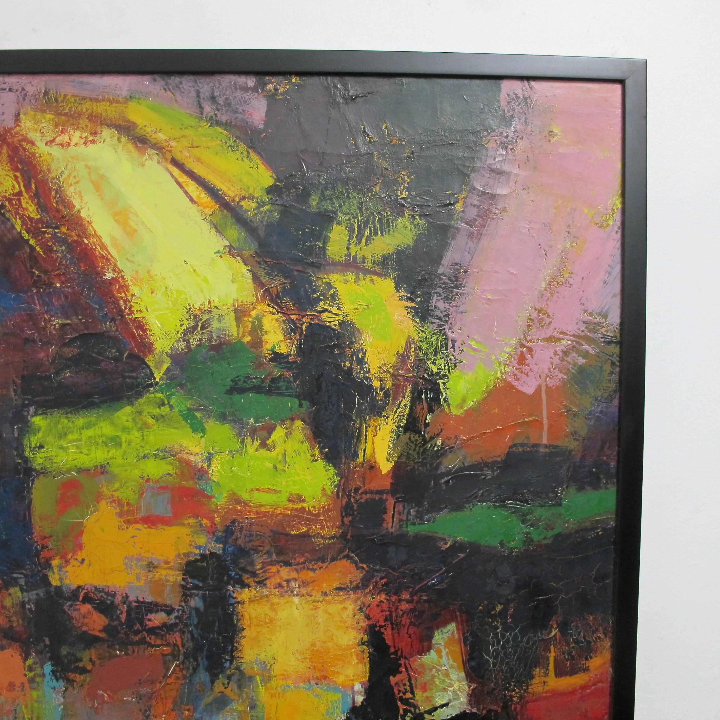 Mid-Century Modern Abstract Impressionist Painting, American circa 1960's For Sale 5