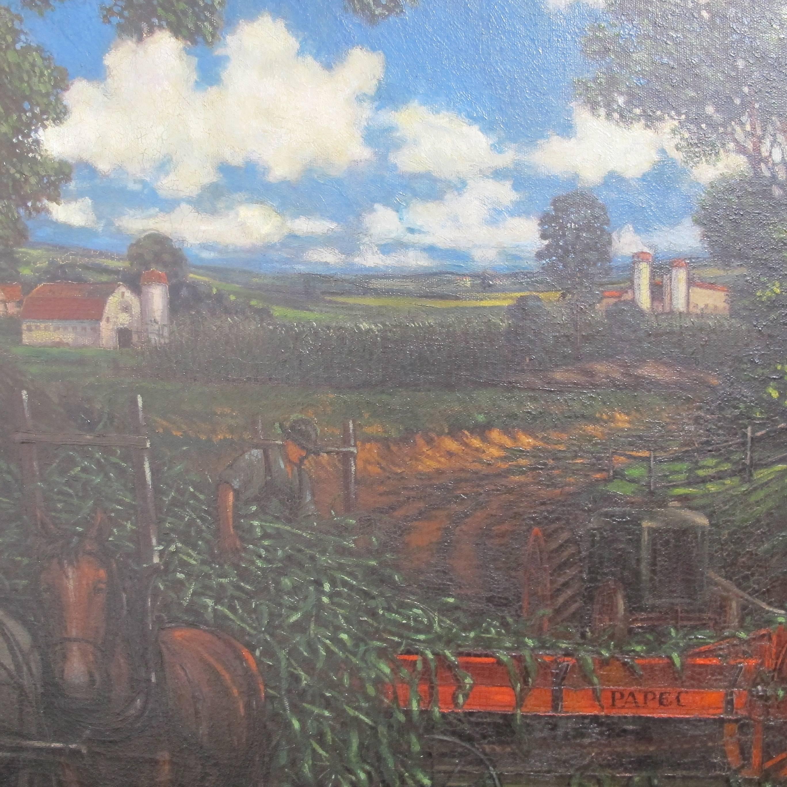 American Pastoral Farm Scene Painting For Sale 2