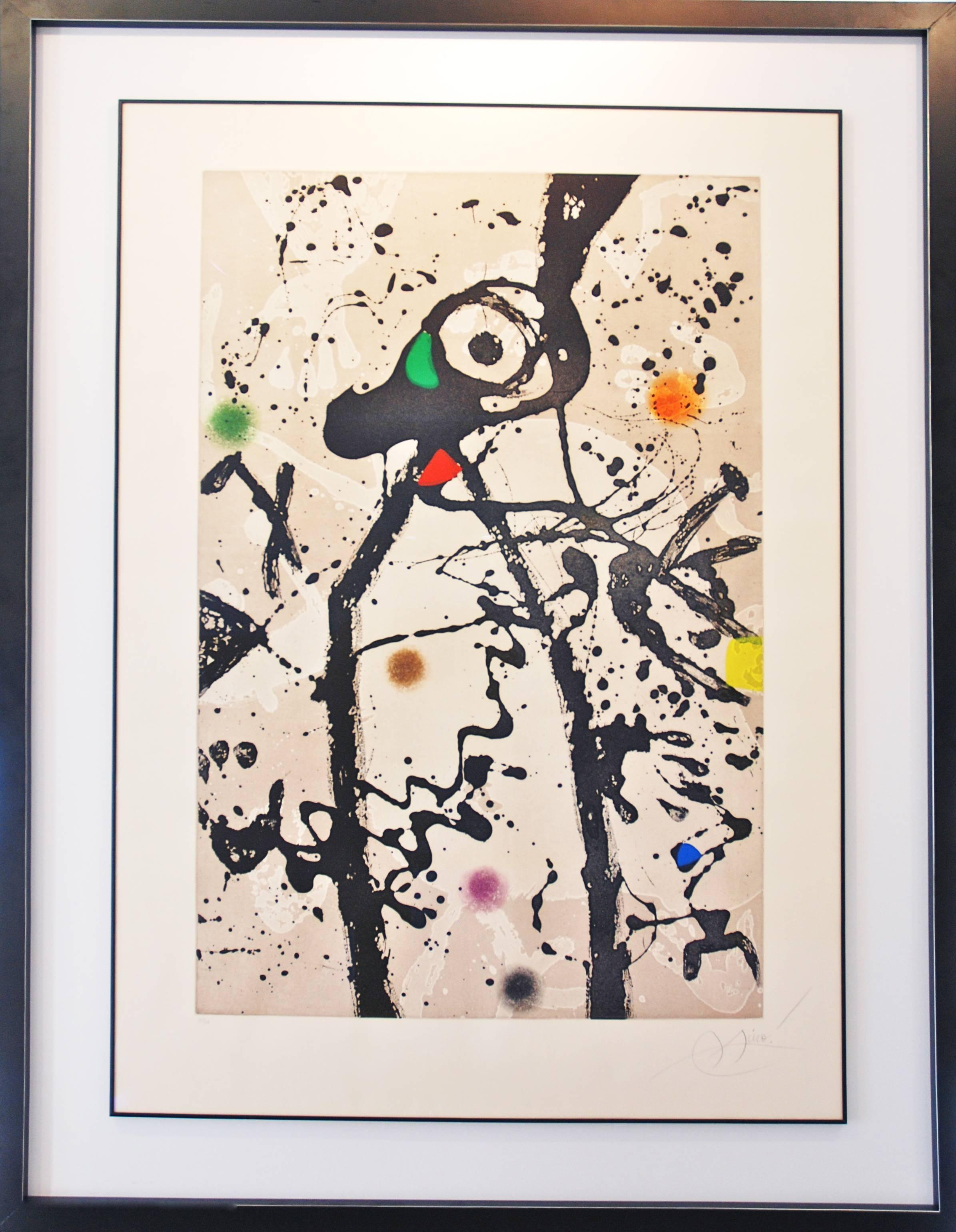 Joan Miró Print - La souris noire à la mantilla