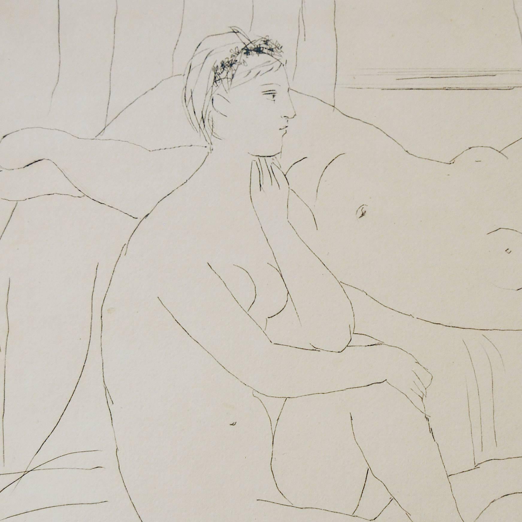 Deux femmes se reposant - Expressionist Painting by Pablo Picasso