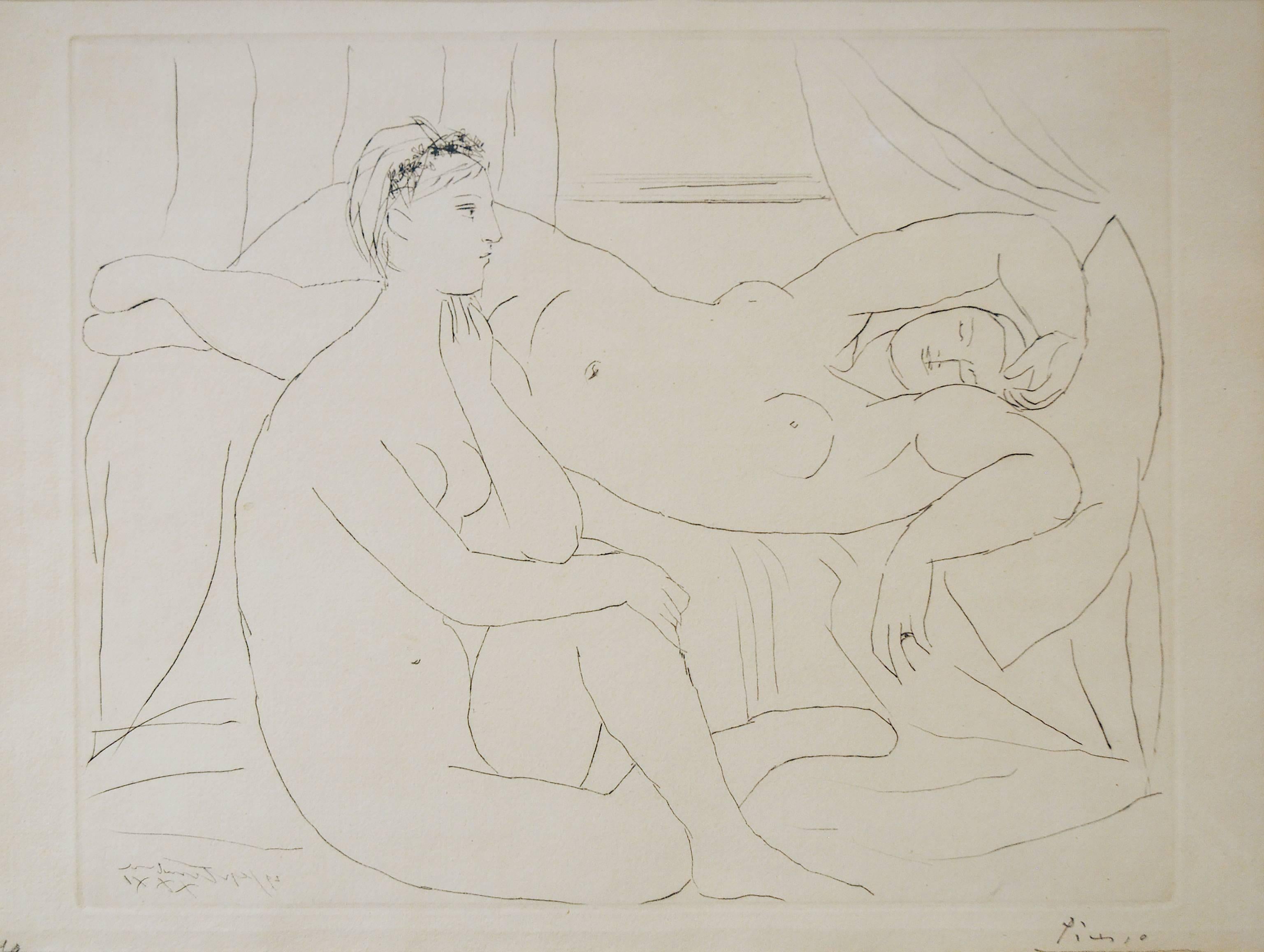 Deux femmes se reposant - Painting by Pablo Picasso