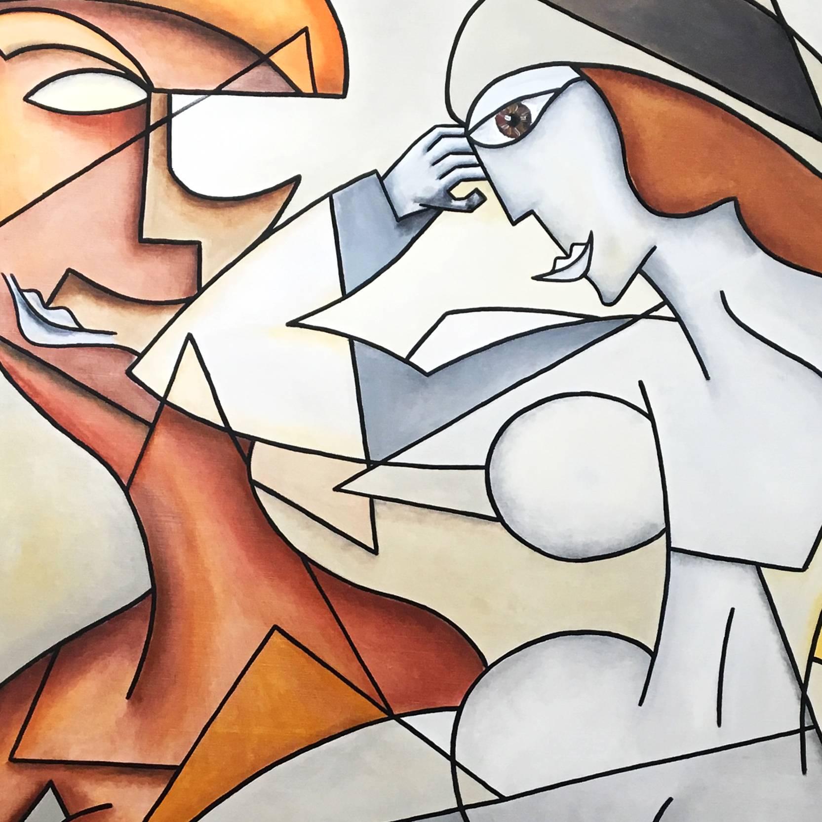 Les Baigneuses - Cubist Painting by Alain Beraud