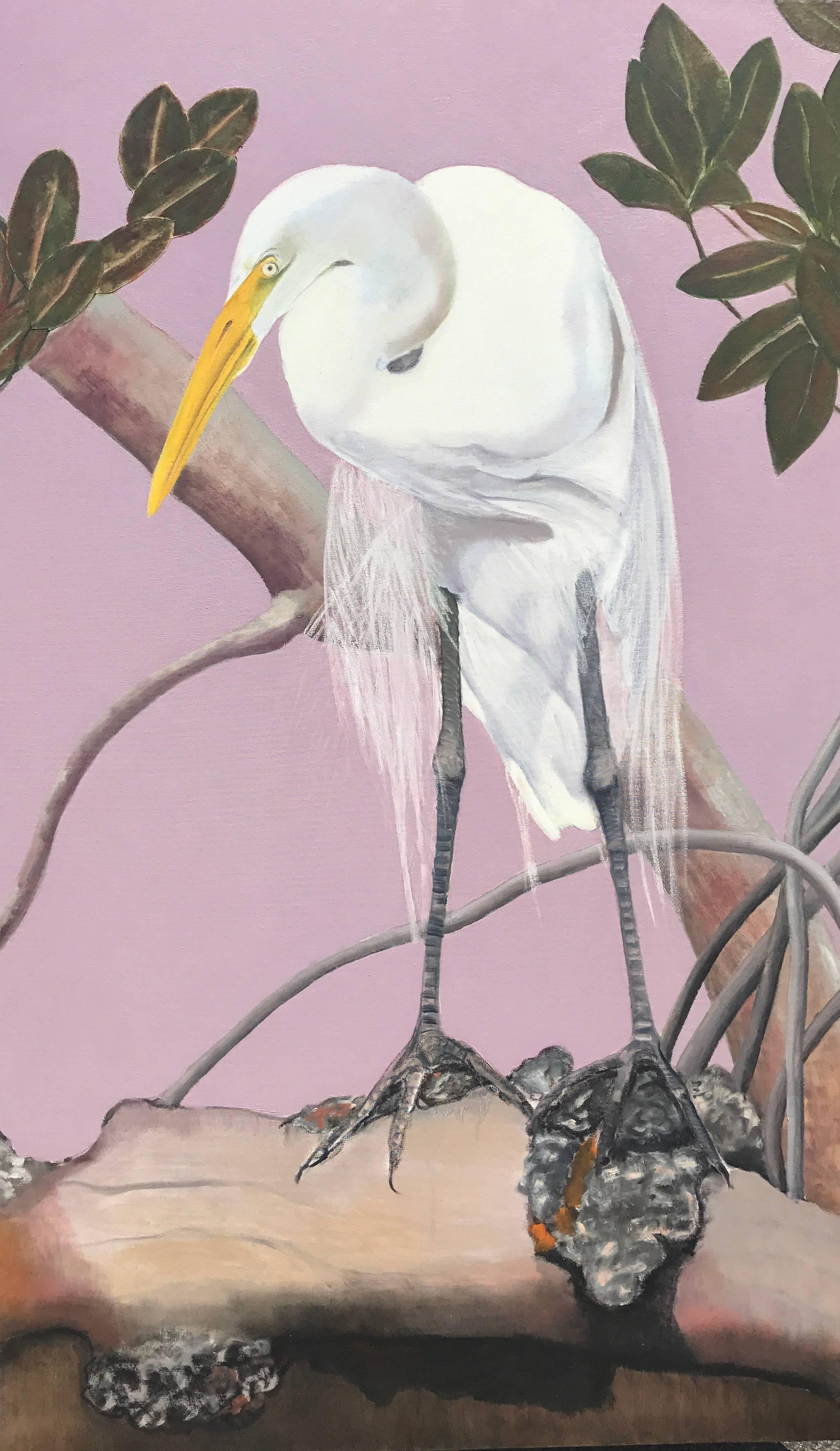 Judith Vivell Animal Painting - Grand Heron Blanc