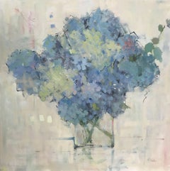 'Rhapsodie en Bleu', Acrylic on Canvas Impressionist Floral Still Life Painting
