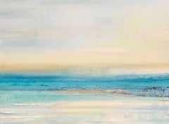 'By The Turquoise Sea' Oil on Canvas, Abstract Landscape Painting