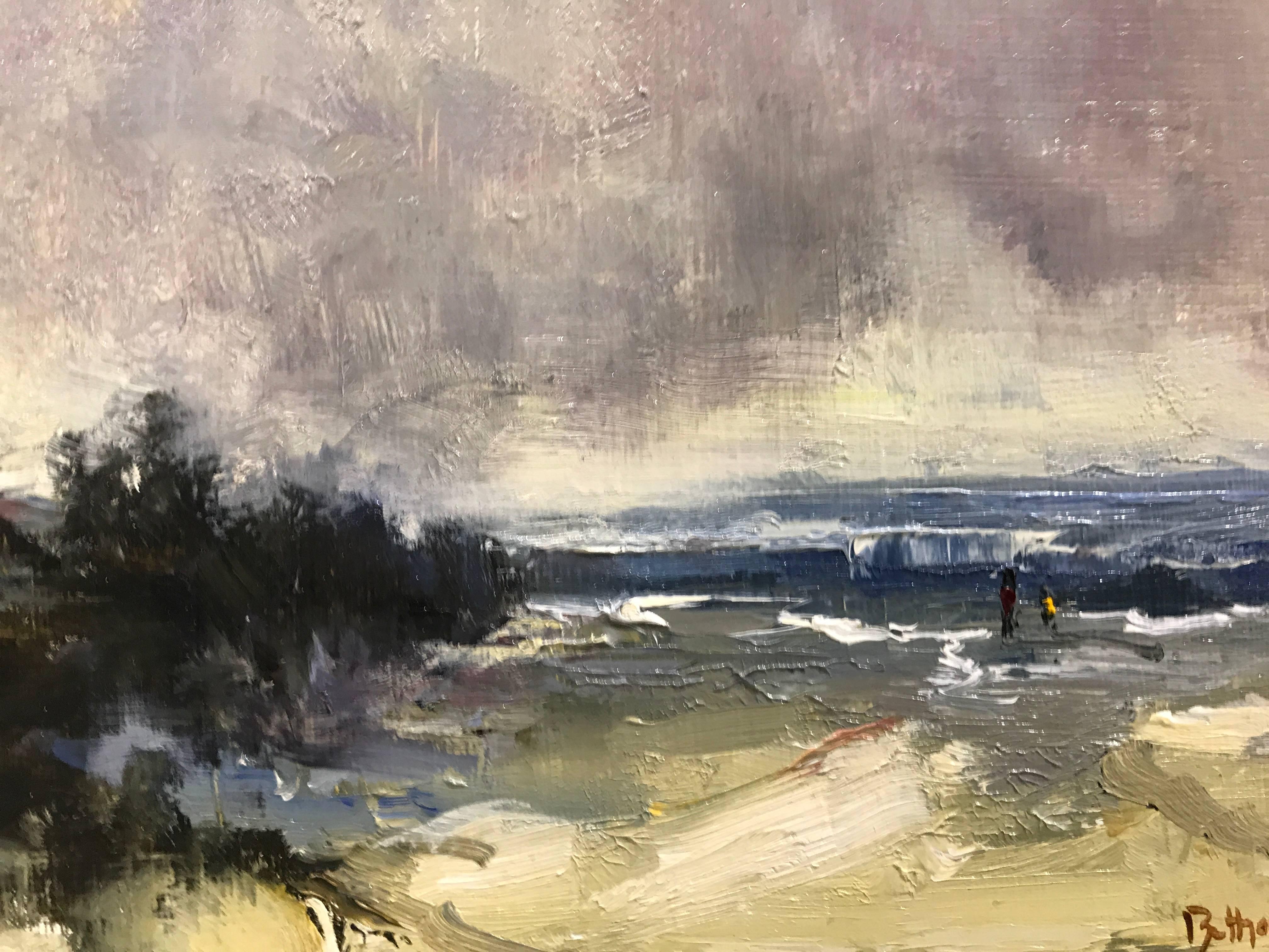 'As I Gaze Upon the Sea' Oil on Board, Impressionist, Beach Landscape Painting 1