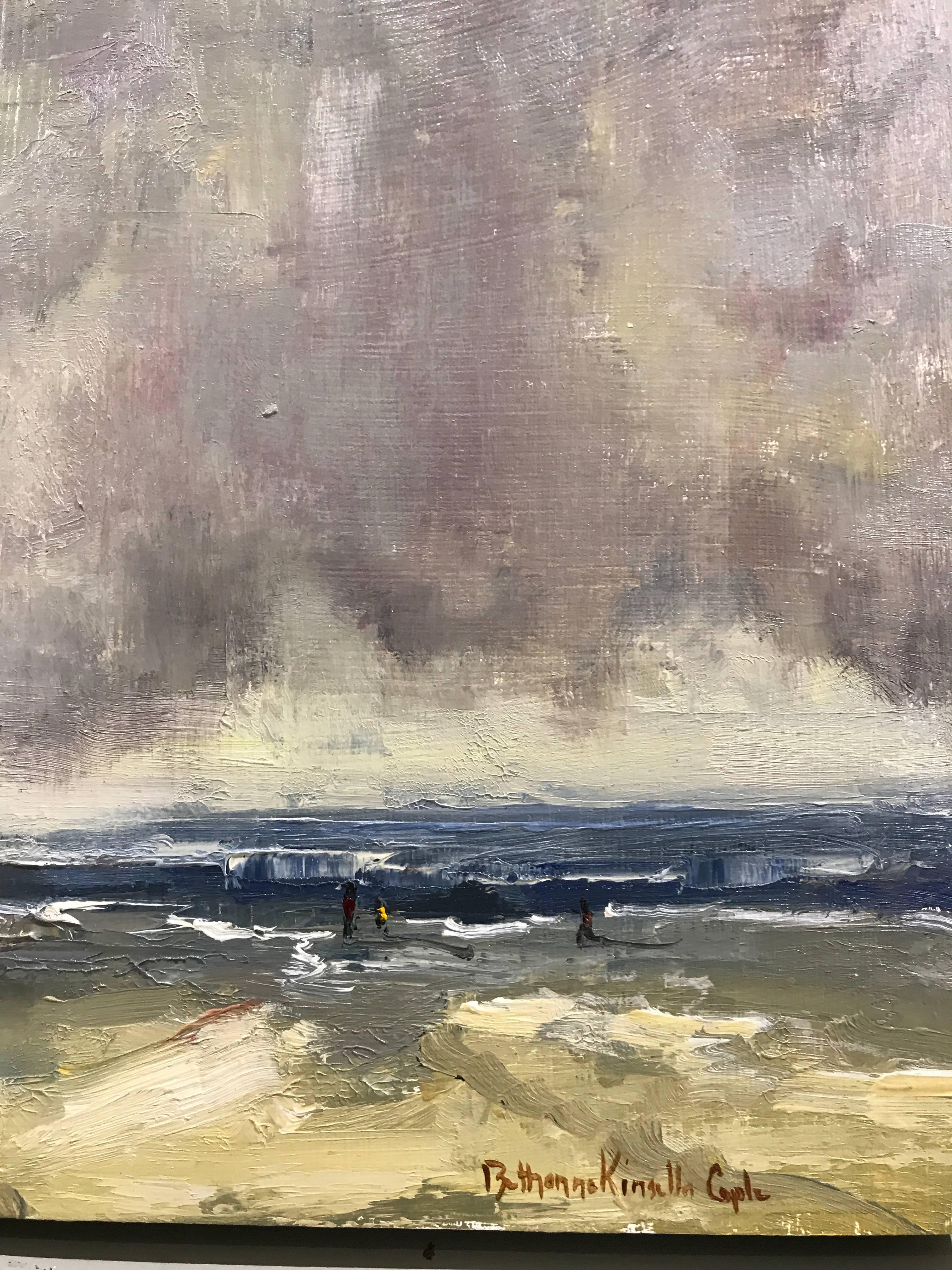 'As I Gaze Upon the Sea' Oil on Board, Impressionist, Beach Landscape Painting 2