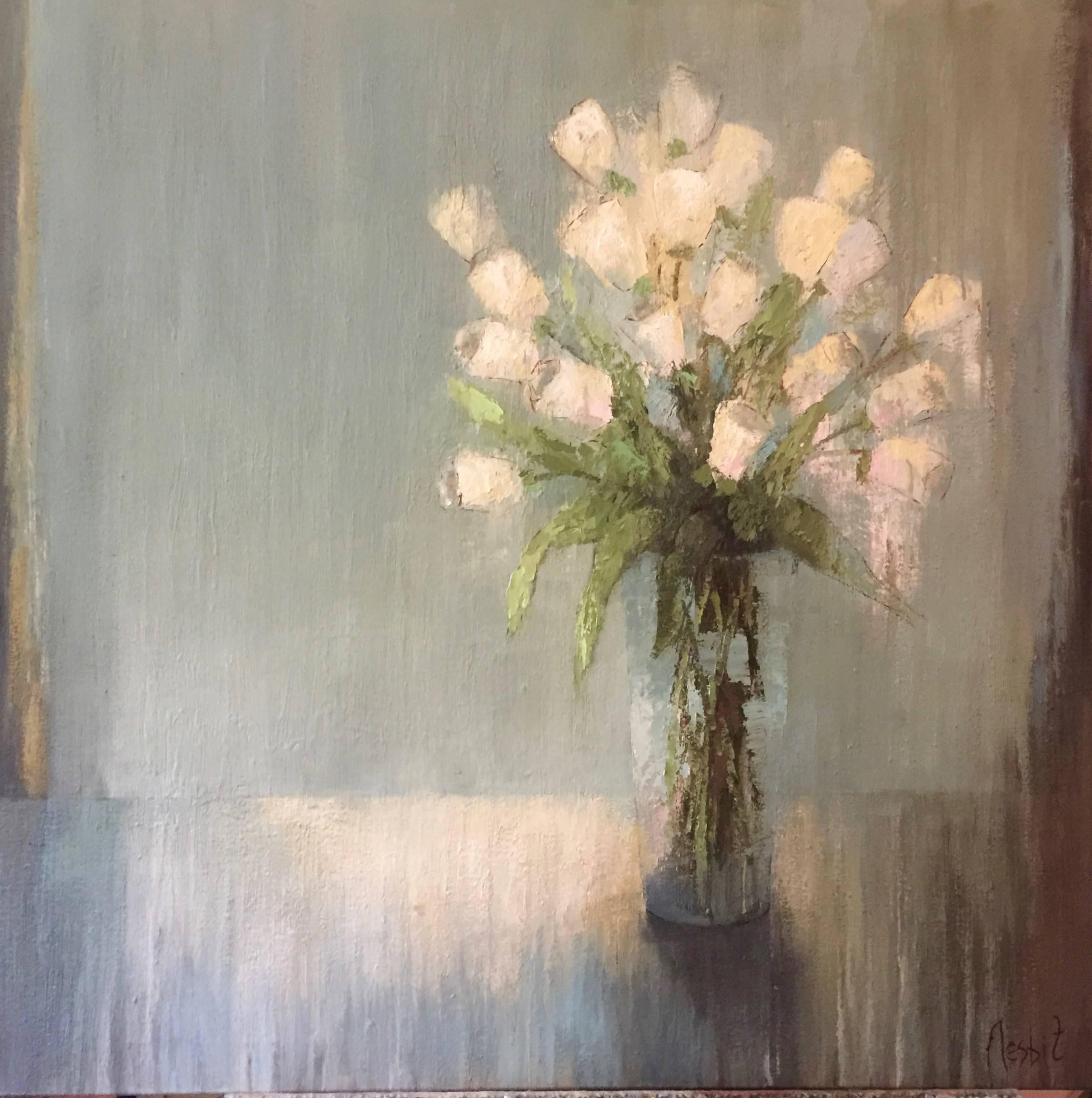 Angela Nesbit Still-Life Painting - 'Tulips Delight' Oil on Canvas Framed Floral Painting
