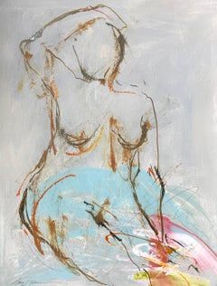 'Nude 102' Mixed Media on Paper Figurative Painting