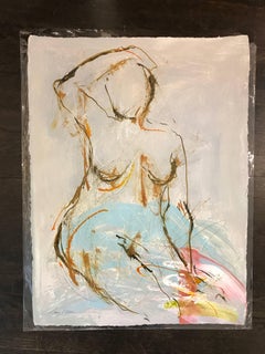 'Nude 102' Mixed Media on Paper Figurative Painting
