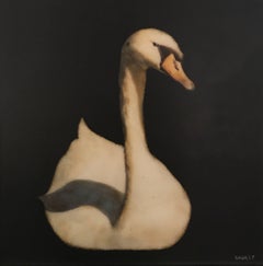 'Swan 12 x 12' Mixed Media on Board Contemporary Animal Painting