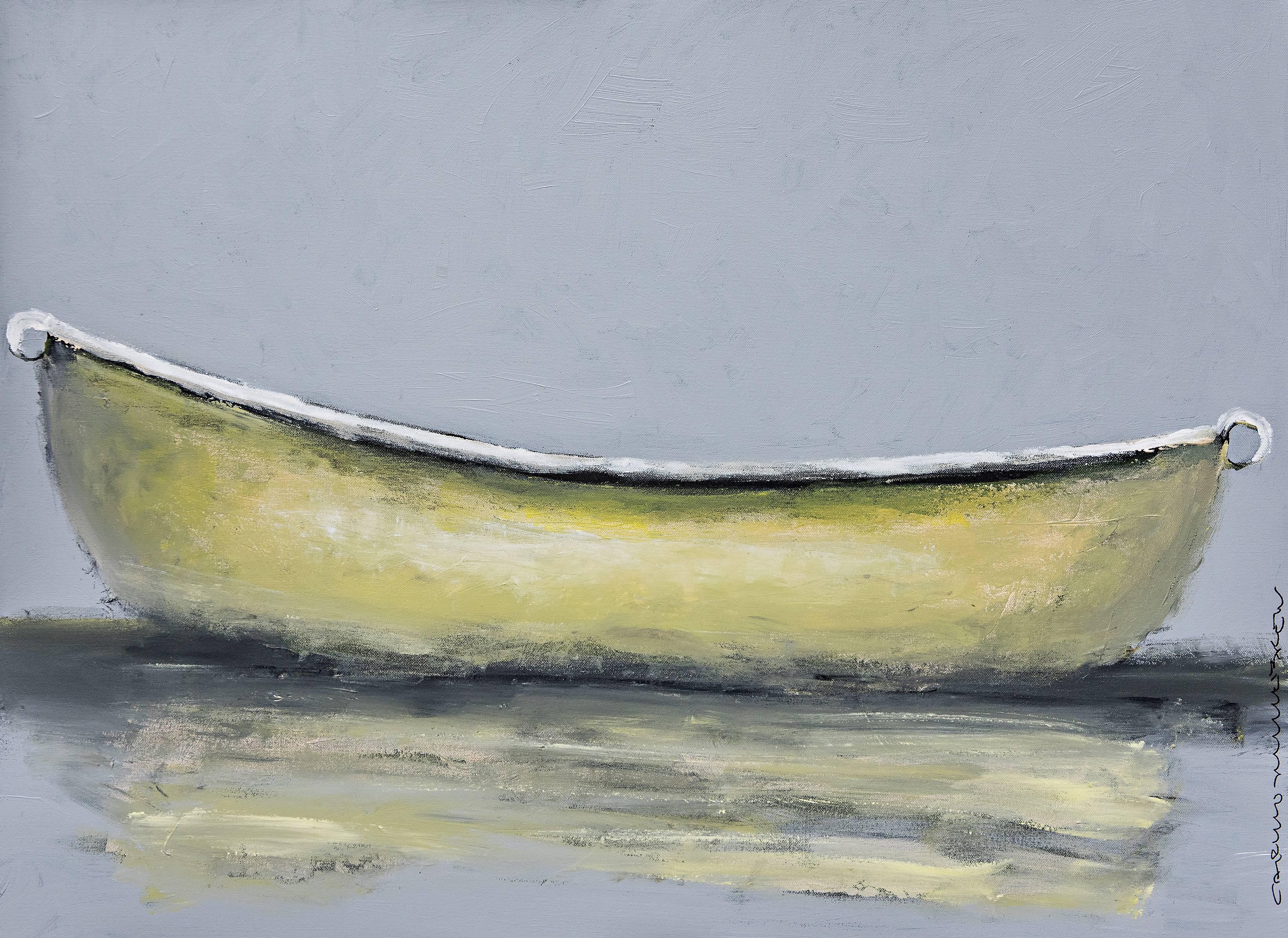 Carylon Killebrew Landscape Painting - 'A Good Man is Hard to Find' Large Contemporary Boat Oil on Canvas Painting