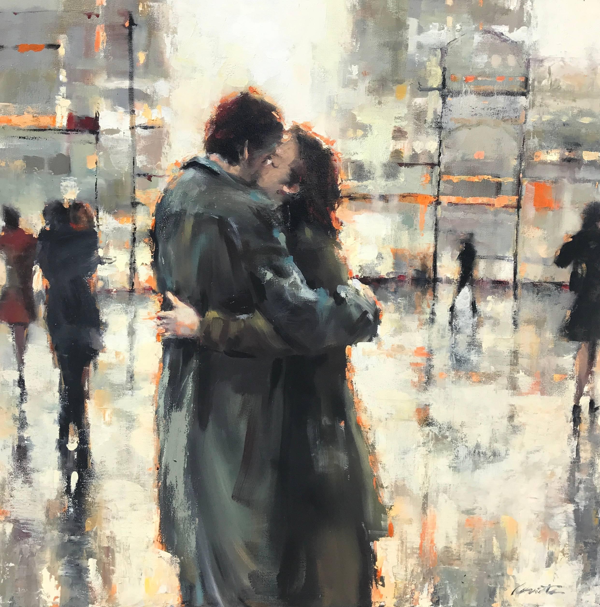 Lorraine Christie Figurative Painting - 'The World in One Place' Large Framed Oil on Canvas Impressionist Painting
