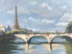 
Pont des Invalides
, Oil on Canvas Landscape Painting of a Parisian Scene