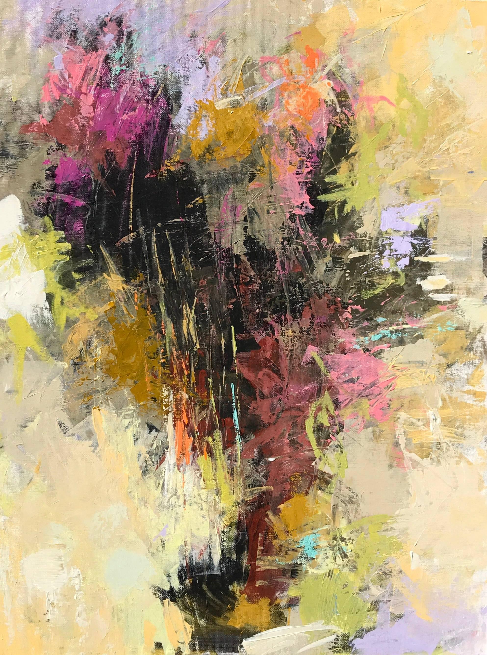 Debora Stewart 'Floral Abstraction II' Framed Abstract Acrylic on