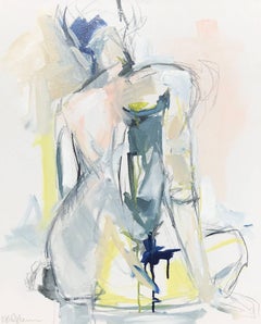 'Indigo Shift', Medium Size Acrylic on Canvas Nude Painting