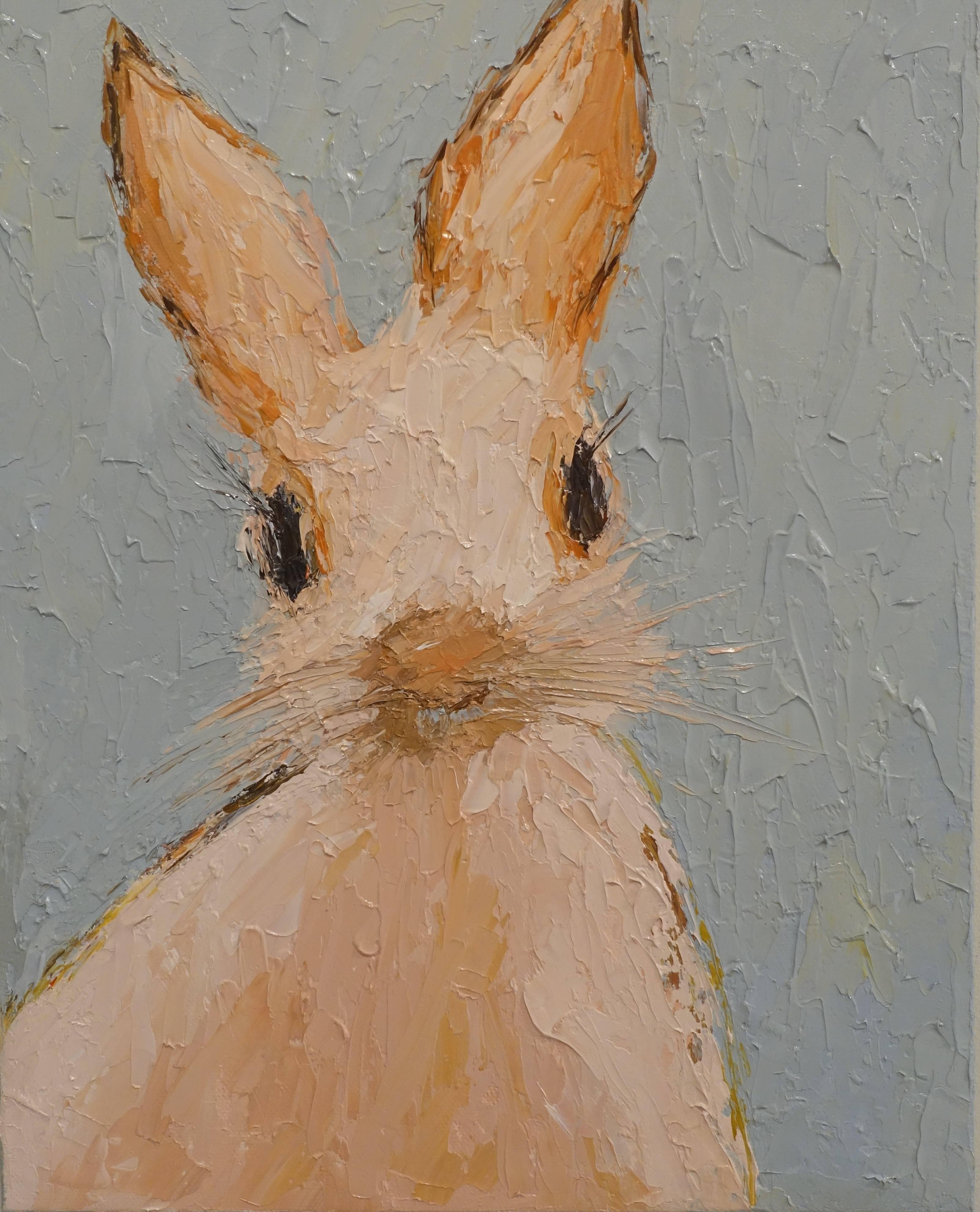 Geri Eubanks Animal Painting - 'Mildred' Small Oil on Canvas Rabit Painting