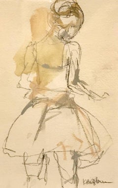 'Ballet Study 6' Small Ballerina Drawing on Paper