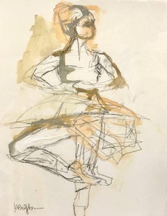 'Ballet Study 7' Smal Framed Ballerina Drawing