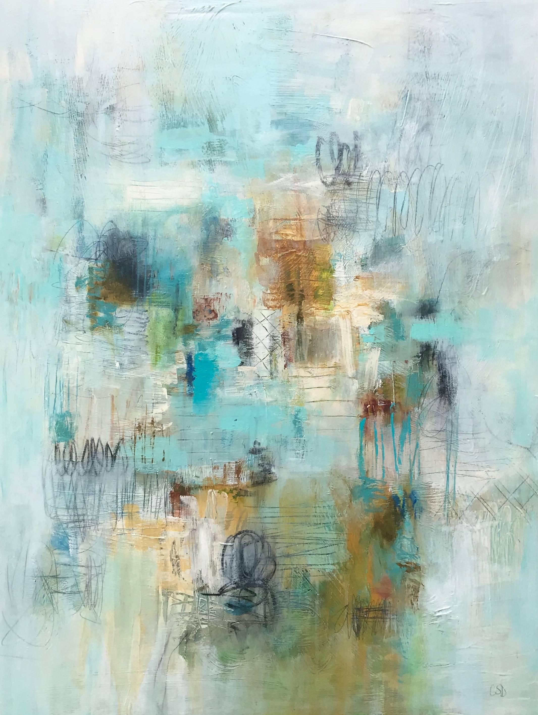 Christina Doelling Abstract Painting - 'Tulum', Vertical Mixed Media on Canvas Abstract Expressionist Painting