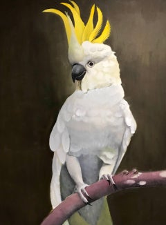 'Cockatoo', Photorealist Oil on Canvas Animal Painting in Vertical Format