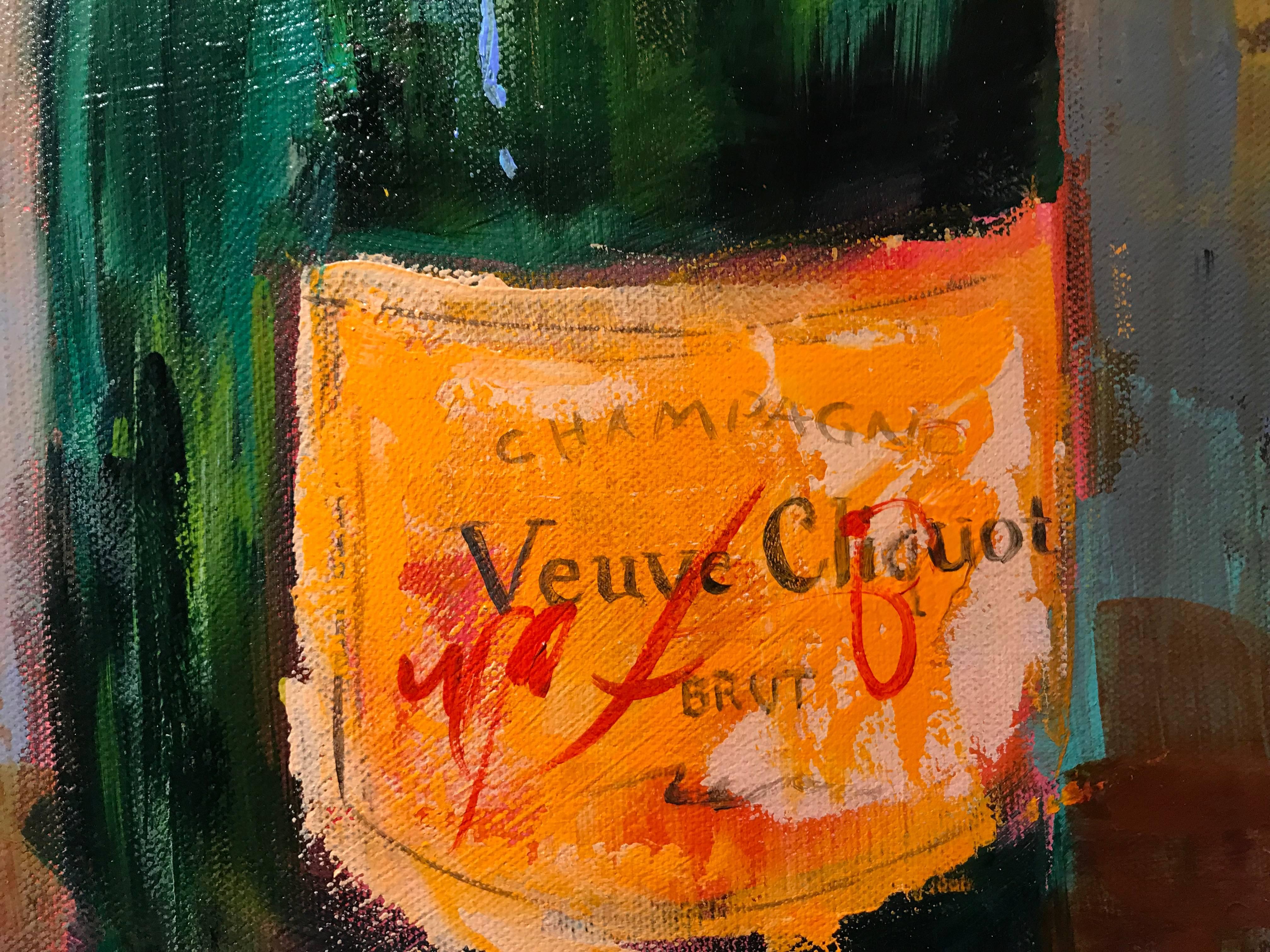 painted veuve bottle
