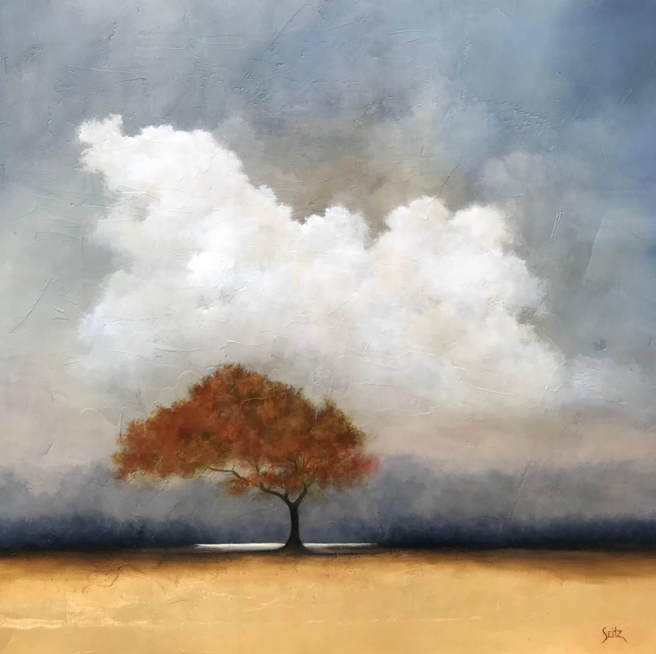 Jim Seitz Landscape Painting - "Whispering in the Wind" Large Square Contemporary Landscape