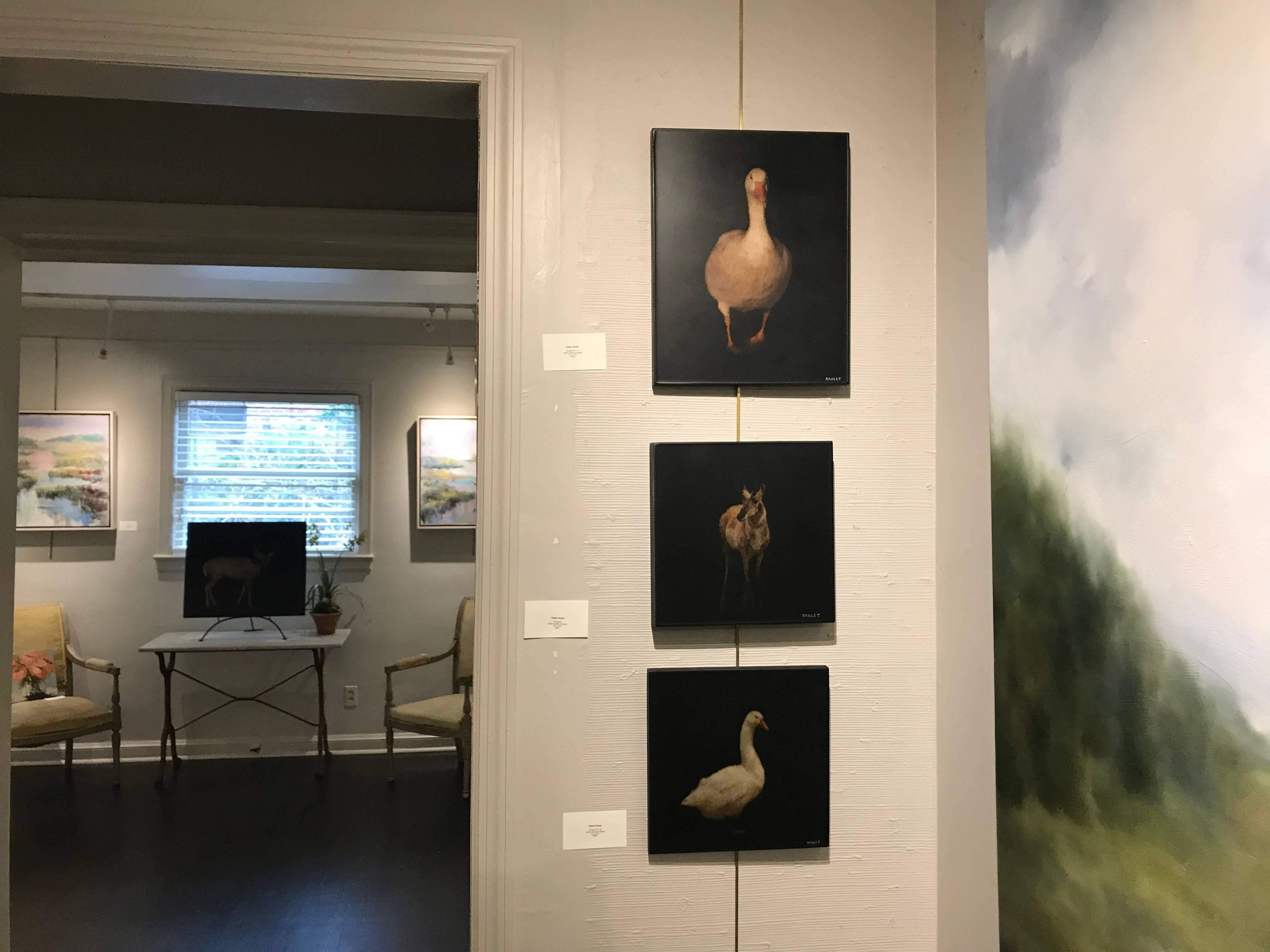 Dawne’s current body of work is made up of mixed media, wax and photography all harmonizing beautifully on the canvas and panels she paints on. She won’t tell us all her little secrets (even after we begged) but she did say that she photographs her