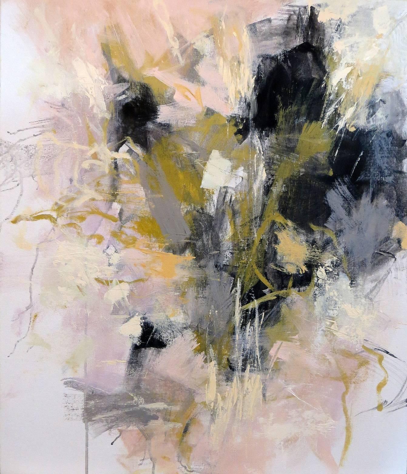 Debora Stewart Abstract Painting - 'Delicate Floral 1', Medium Size Abstract Expressionist Painting