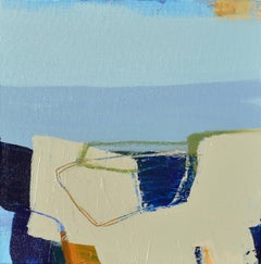 Peinture expressionniste abstraite «Shoreline 1 » encadrée acrylique sur toile