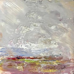 'Wind Swept', Petite Impressionist Encaustic on Board Landscape Painting