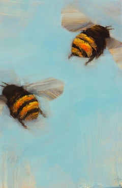 
Bees 1-20
, Oil on Board Painting Depicting Bees on Blue Background