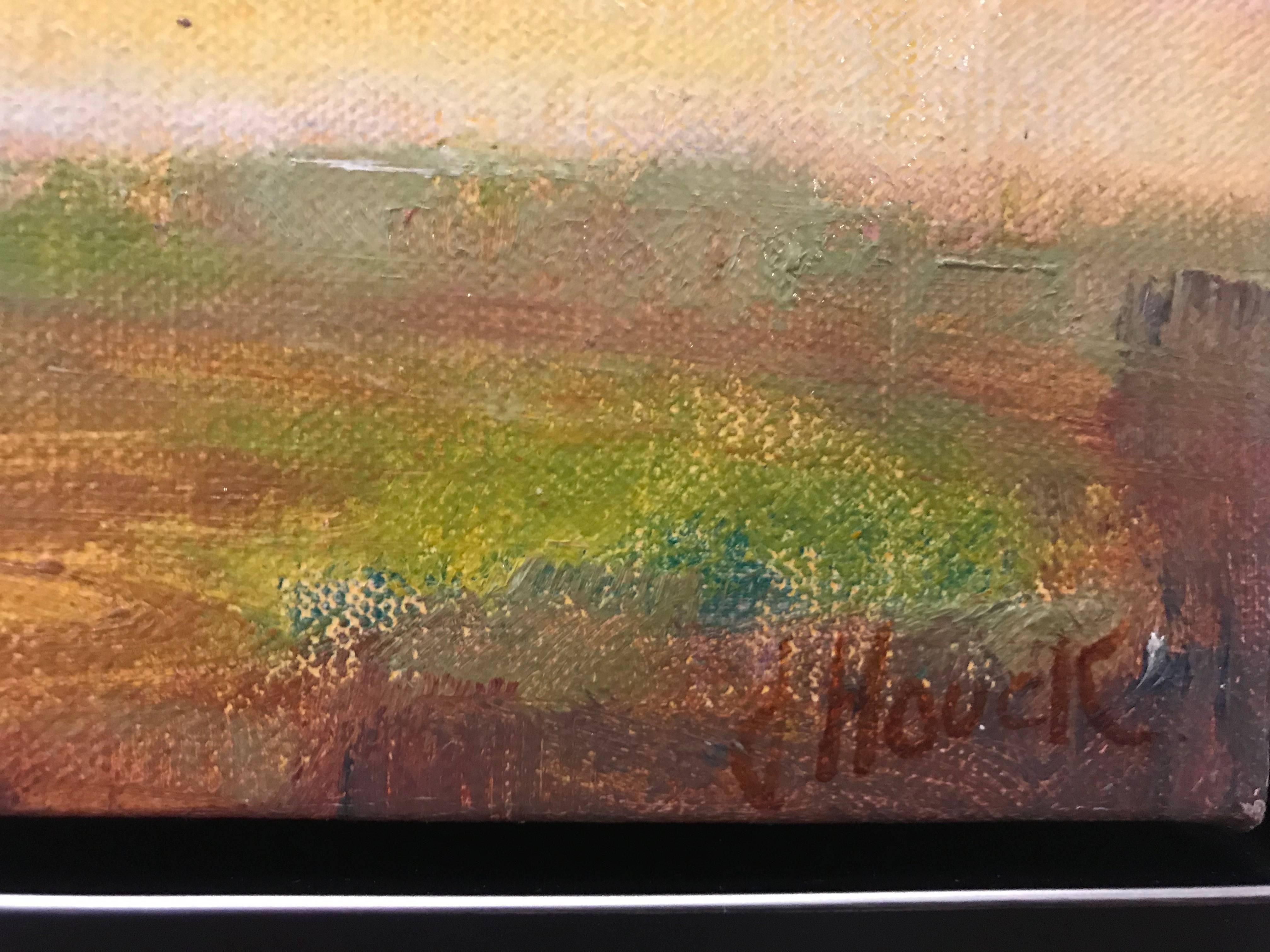 'Mist on the Meadow', Post-Impressionist Oil on Linen Landscape Painting 3