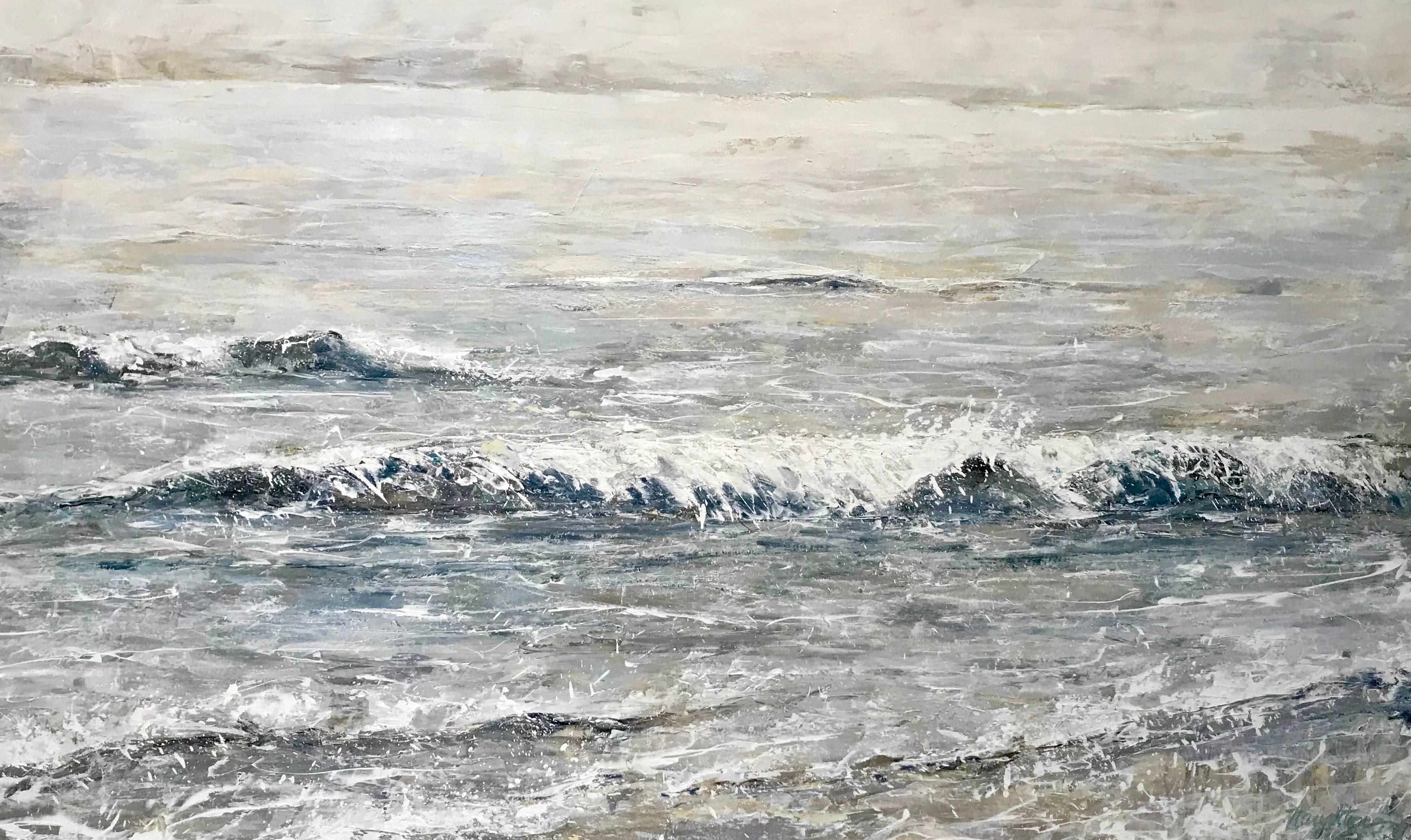 Maureen Naughton Landscape Painting - 'The Sea Forever', Large Framed Impressionist Seascape Oil on Canvas Painting
