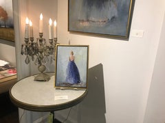 'Marion', Petite American Impressionist Painting Depicting a Lady in a Blue Gown