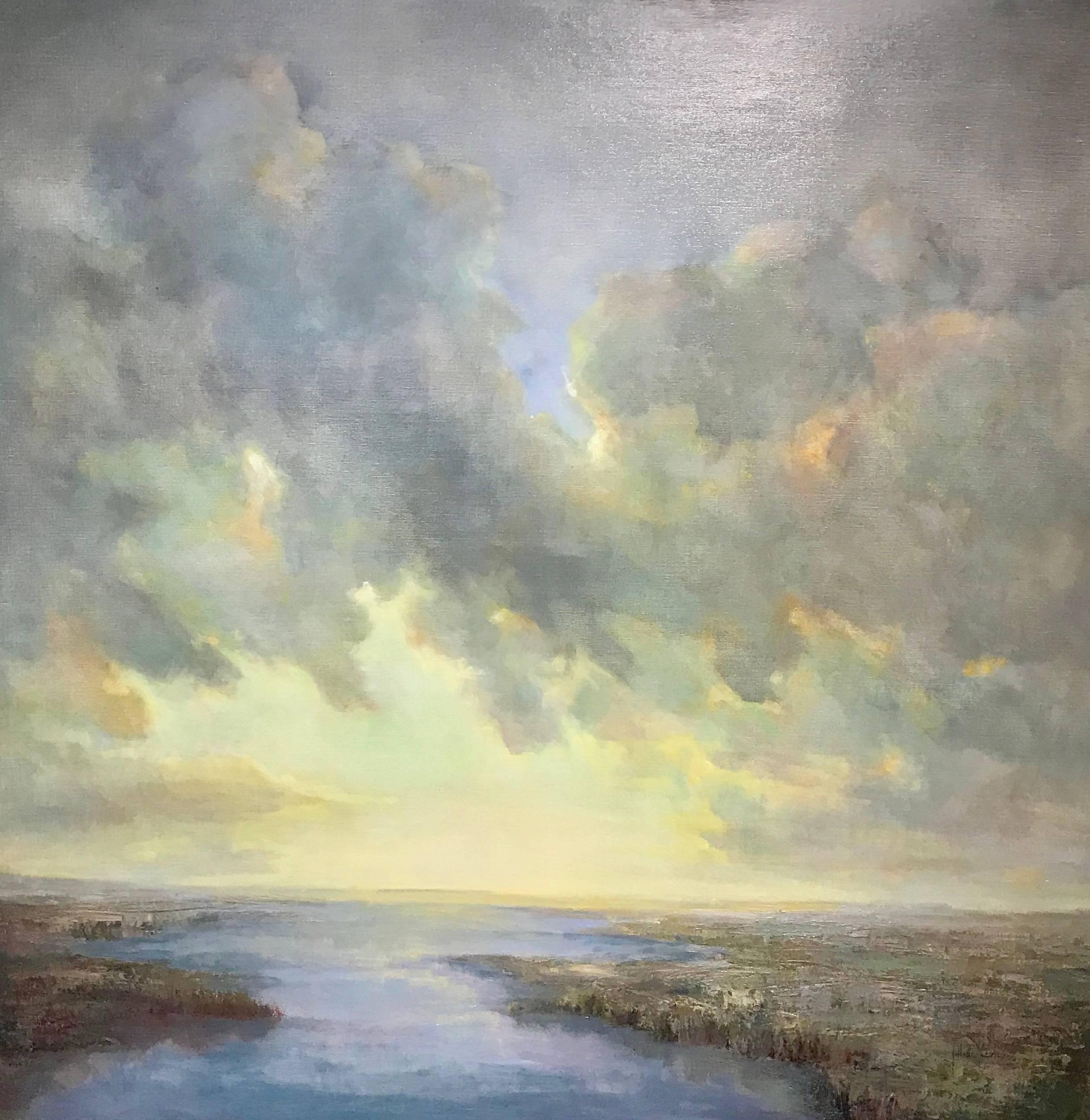Julie Houck Landscape Painting - 'Ascension', Large Post-Impressionist Landscape Square Oil on Linen Painting