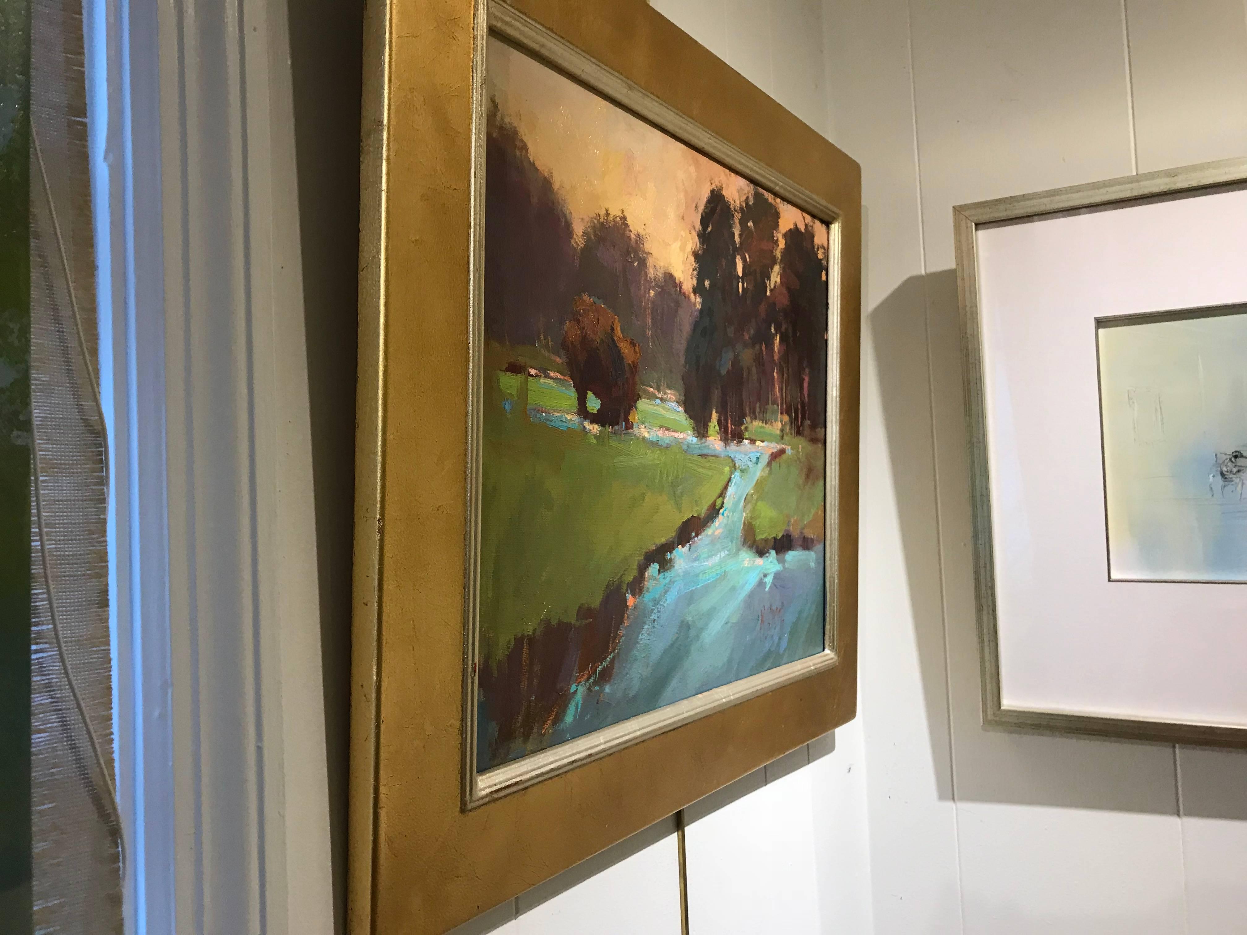 'Bold River', Framed Impressionist Landscape Oil on Canvas Painting 4