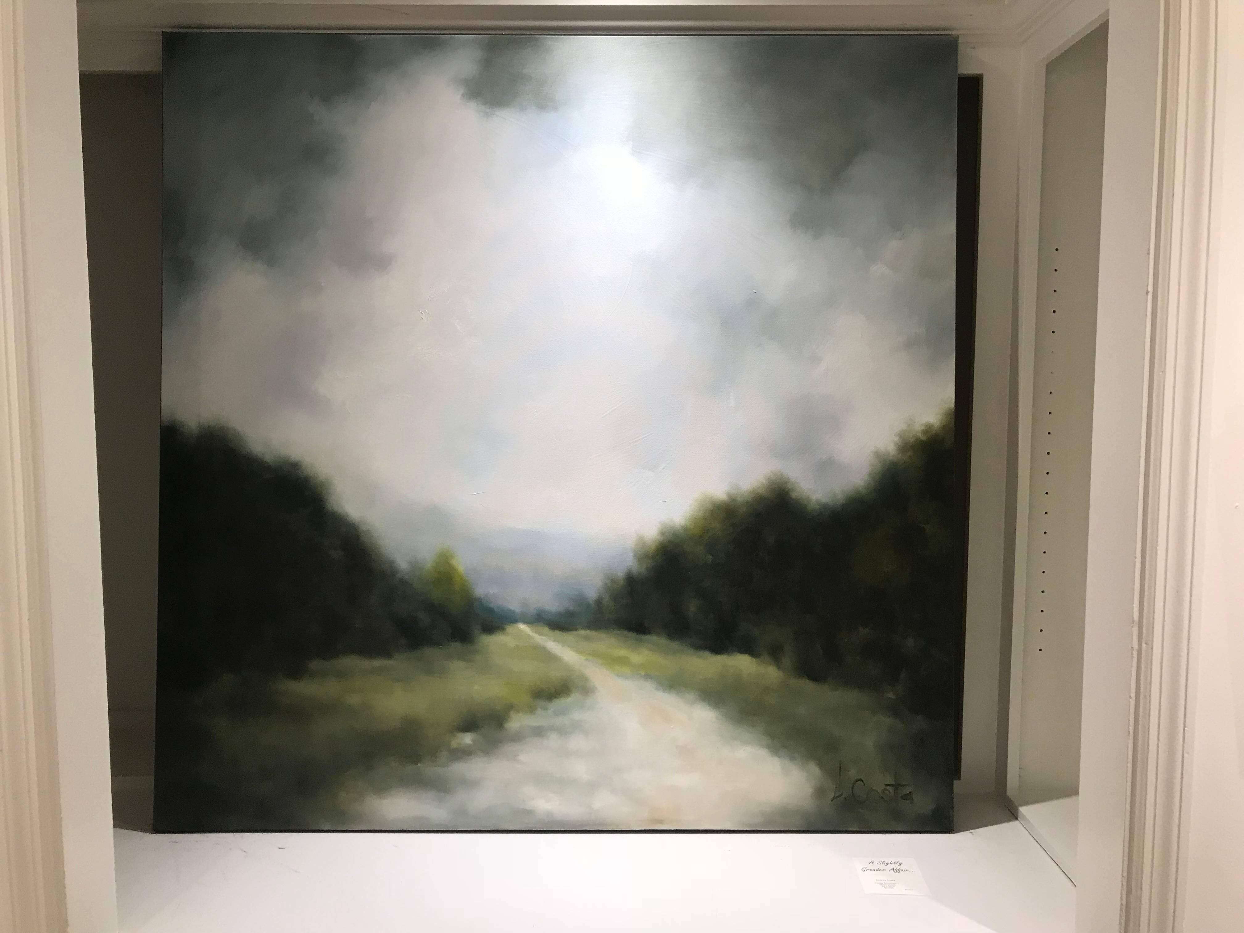 'Foggy Mountain 1', Oil on Gessoed Canvas Impressionist Landscape Painting 1