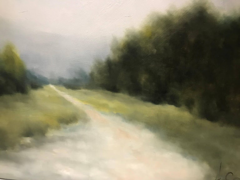 Andrea Costa 'Foggy Mountain 1', Oil on Gessoed Canvas Impressionist