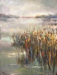 "Winter on the Marsh" Large Vertical Framed Impressionist Low Country Painting