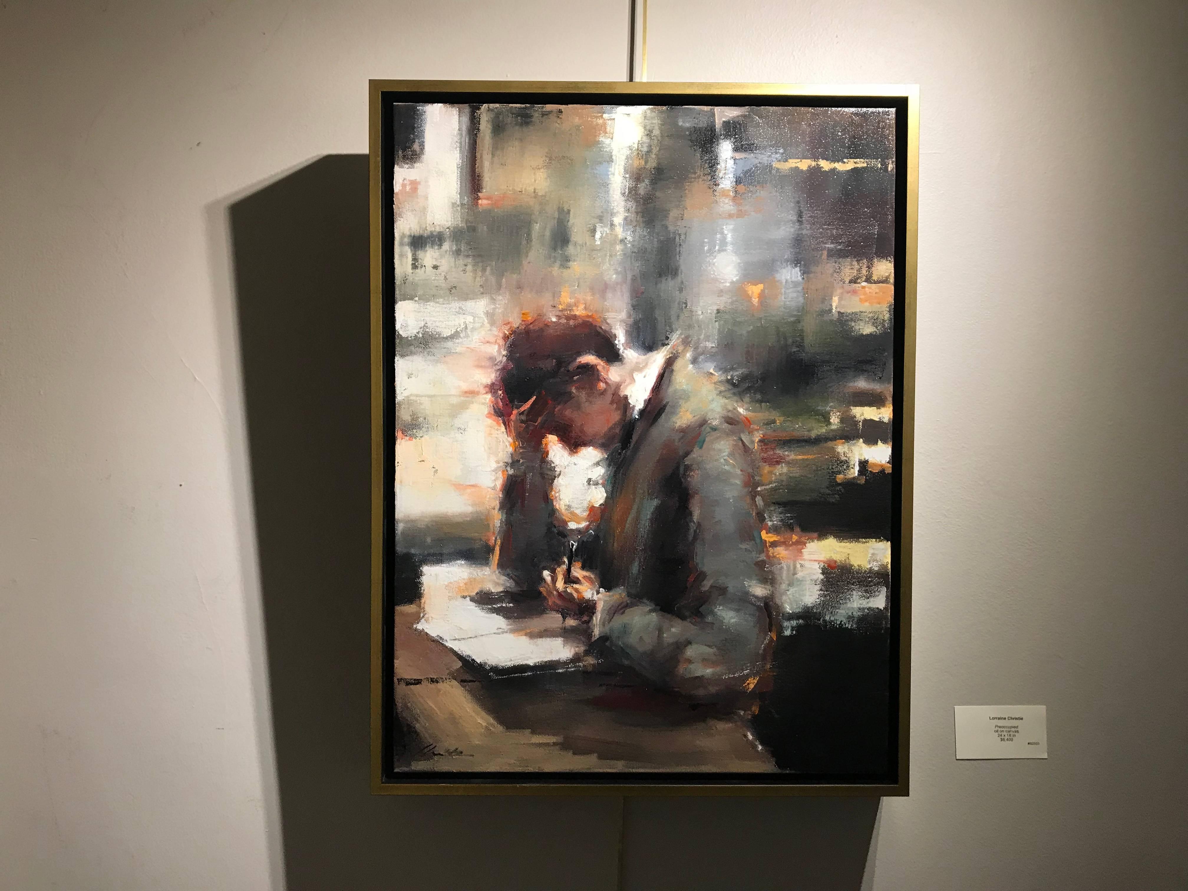 The unframed size of the canvas is 24 x 18.

Enigmatic and alluring. Evocative and romantic.  Emotional and powerful.  All words to describe Lorraine Christie’s masterful paintings that revolve around love, loss, lust and life’s daily communications