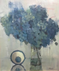 "Still Waiting" Large Impressionist Hydrangea Painting